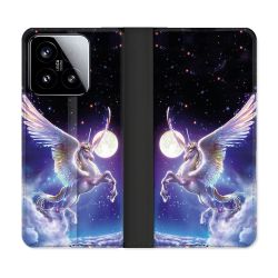 Housse cuir portefeuille Pour Xiaomi 15 Fantastique Licorne Céleste