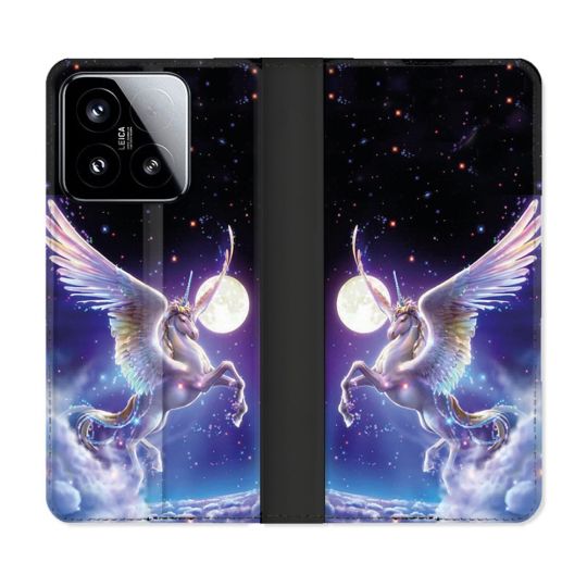 Housse cuir portefeuille Pour Xiaomi 15 Fantastique Licorne Céleste