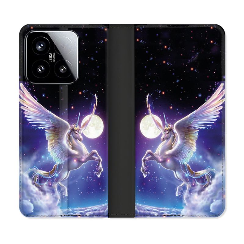 Housse cuir portefeuille Pour Xiaomi 15 Fantastique Licorne Céleste