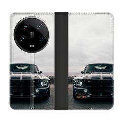 Housse cuir portefeuille Pour Xiaomi 14 Ultra Ford Mustang GT500 Vintage