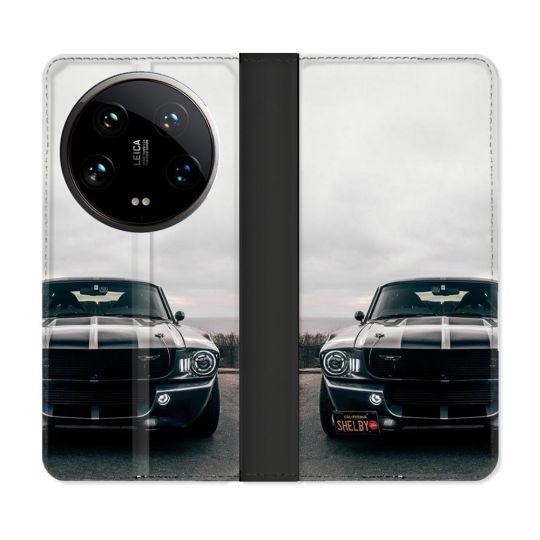 Housse cuir portefeuille Pour Xiaomi 14 Ultra Ford Mustang GT500 Vintage