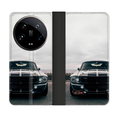 Housse cuir portefeuille Pour Xiaomi 14 Ultra Ford Mustang GT500 Vintage
