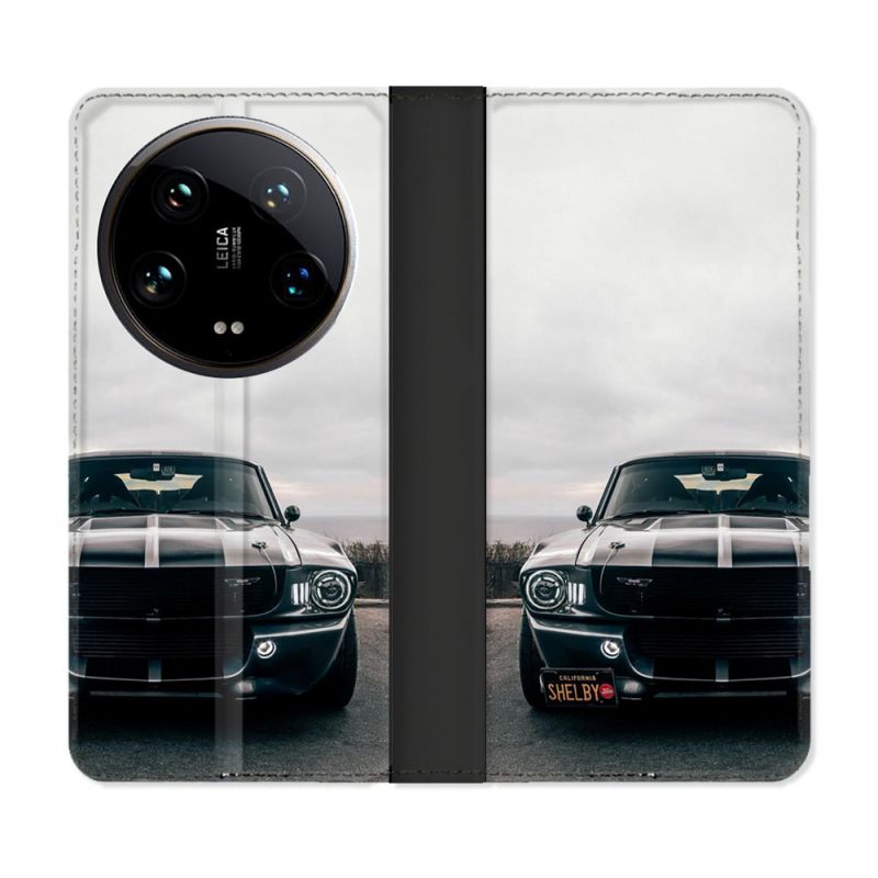 Housse cuir portefeuille Pour Xiaomi 14 Ultra Ford Mustang GT500 Vintage