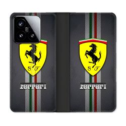 Housse cuir portefeuille Pour Xiaomi 15 Ferrari Carbone