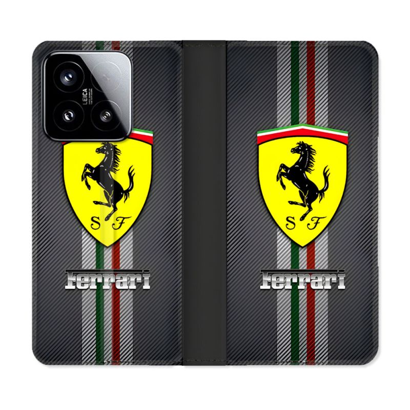 Housse cuir portefeuille Pour Xiaomi 15 Ferrari Carbone