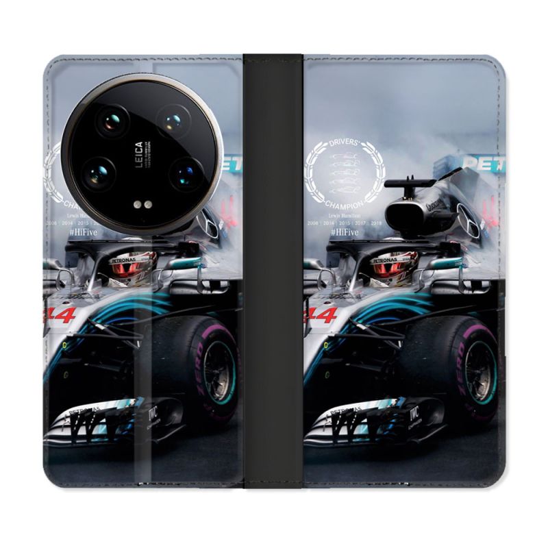 Housse cuir portefeuille Pour Xiaomi 14 Ultra Formule 1 F1 Mercedes Petronas