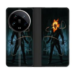 Housse cuir portefeuille Pour Xiaomi 14 Ultra Ghost Rider