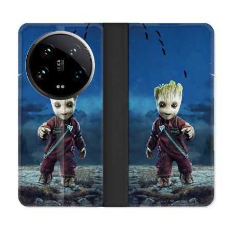 Housse cuir portefeuille Pour Xiaomi 14 Ultra Groot Bleu