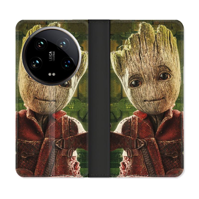 Housse cuir portefeuille Pour Xiaomi 14 Ultra Groot Vert