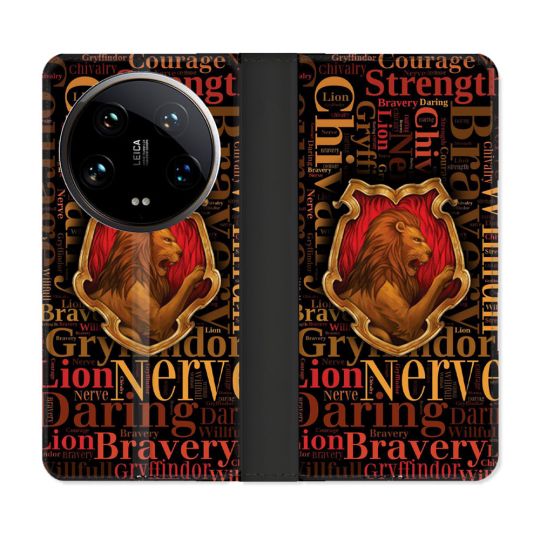 Housse cuir portefeuille Pour Xiaomi 14 Ultra Harry Potter Griffondor