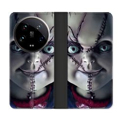 Housse cuir portefeuille Pour Xiaomi 14 Ultra Horreur Chucky Cicatrice