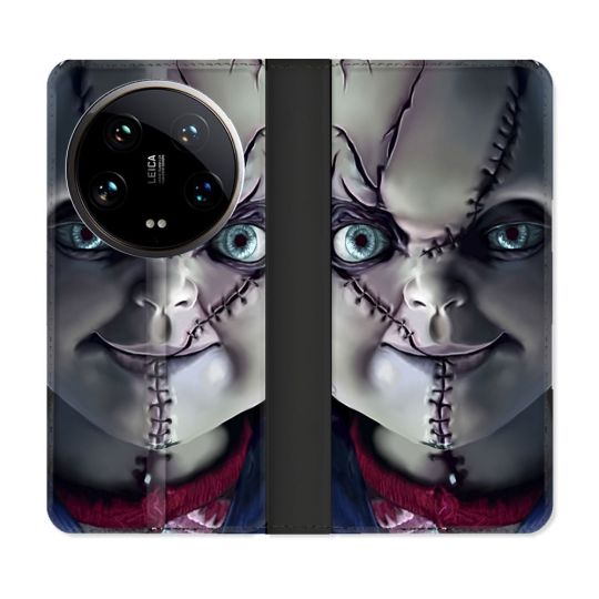 Housse cuir portefeuille Pour Xiaomi 14 Ultra Horreur Chucky Cicatrice