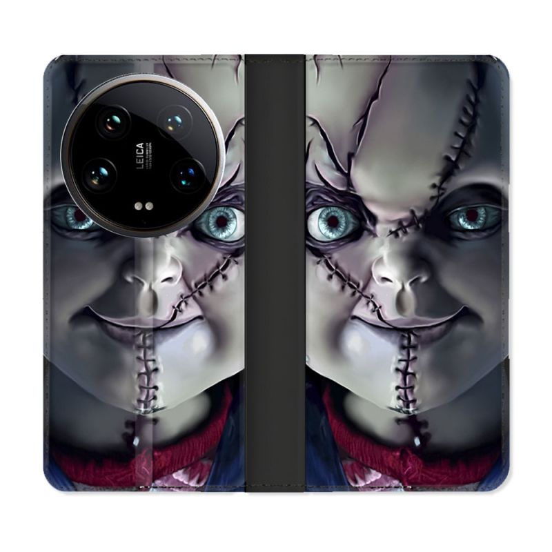 Housse cuir portefeuille Pour Xiaomi 14 Ultra Horreur Chucky Cicatrice
