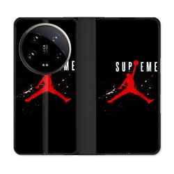 Housse cuir portefeuille Pour Xiaomi 14 Ultra Jordan Supreme Noir
