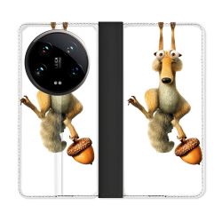 Housse cuir portefeuille Pour Xiaomi 14 Ultra L'âge de Glace Scratch Suspendu