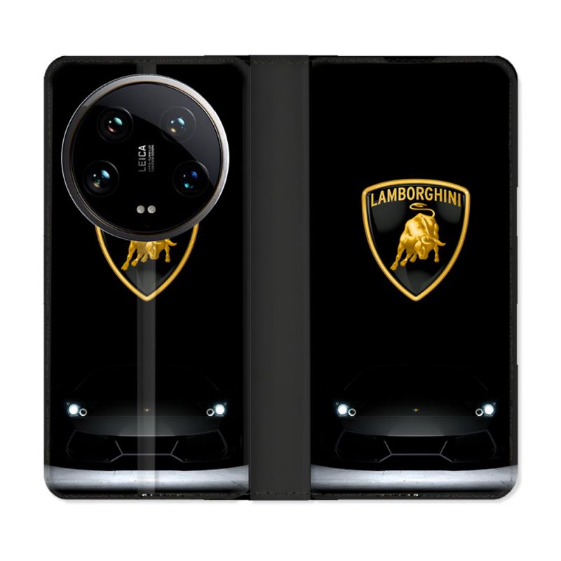 Housse cuir portefeuille Pour Xiaomi 14 Ultra Lamborghini Noir