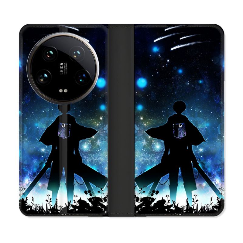 Housse cuir portefeuille Pour Xiaomi 14 Ultra Manga Attaque Titans Levi