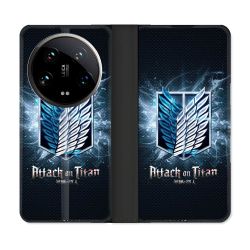 Housse cuir portefeuille Pour Xiaomi 14 Ultra Manga Attaque Titans Noir