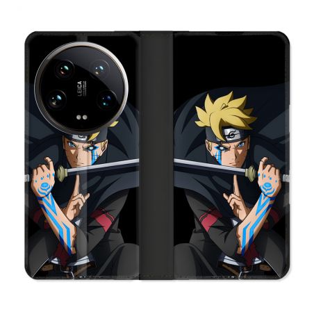 Housse cuir portefeuille Pour Xiaomi 14 Ultra Manga Boruto Tatouage