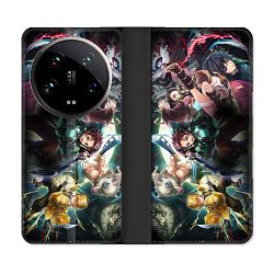 Housse cuir portefeuille Pour Xiaomi 14 Ultra Manga Demon Slayer Groupe