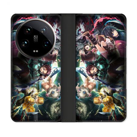 Housse cuir portefeuille Pour Xiaomi 14 Ultra Manga Demon Slayer Groupe