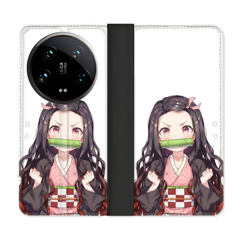 Housse cuir portefeuille Pour Xiaomi 14 Ultra Manga Demon Slayer Nezuko