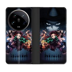 Housse cuir portefeuille Pour Xiaomi 14 Ultra Manga Demon Slayer Noir
