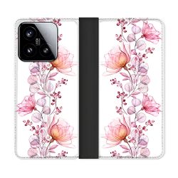 Housse cuir portefeuille Pour Xiaomi 15 Fleur Eclosion