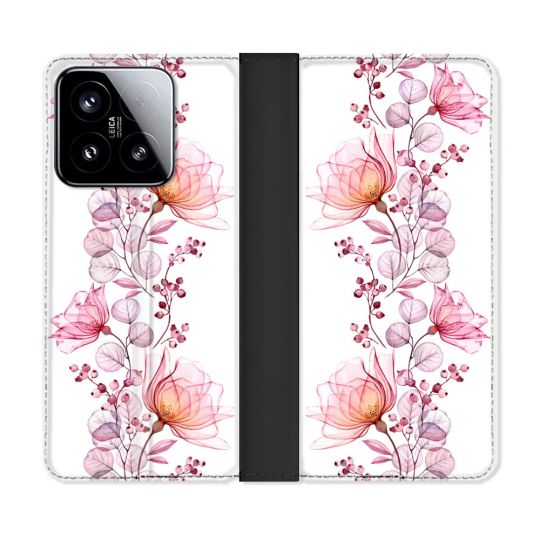 Housse cuir portefeuille Pour Xiaomi 15 Fleur Eclosion