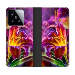 Housse cuir portefeuille Pour Xiaomi 15 Fleur Lys Color