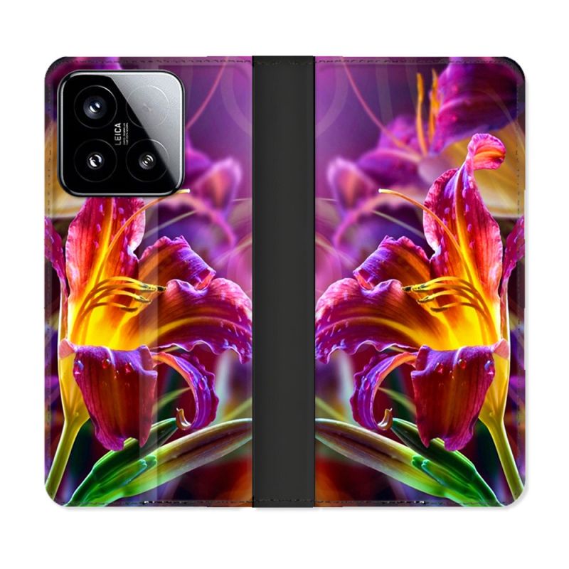 Housse cuir portefeuille Pour Xiaomi 15 Fleur Lys Color