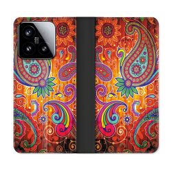 Housse cuir portefeuille Pour Xiaomi 15 Fleur Psychedelic