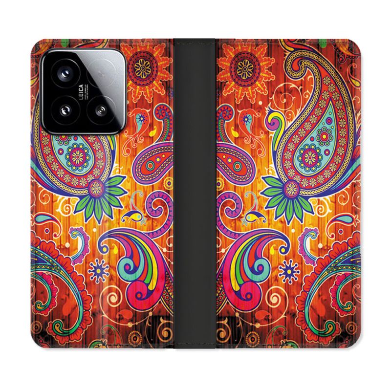 Housse cuir portefeuille Pour Xiaomi 15 Fleur Psychedelic