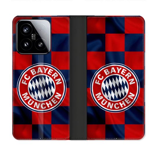Housse cuir portefeuille Pour Xiaomi 15 Foot Bayern Munich Carreaux