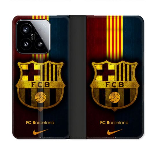 Housse cuir portefeuille Pour Xiaomi 15 Foot FC Barcelone Vintage