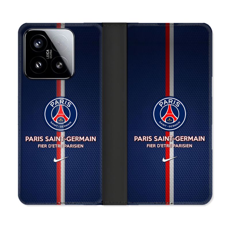 Housse cuir portefeuille Pour Xiaomi 15 Foot PSG Fier