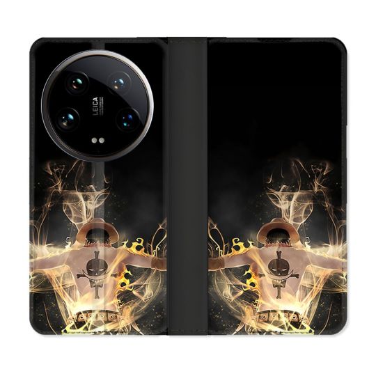Housse cuir portefeuille Pour Xiaomi 14 Ultra Manga One Piece Ace Noir