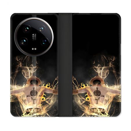 Housse cuir portefeuille Pour Xiaomi 14 Ultra Manga One Piece Ace Noir