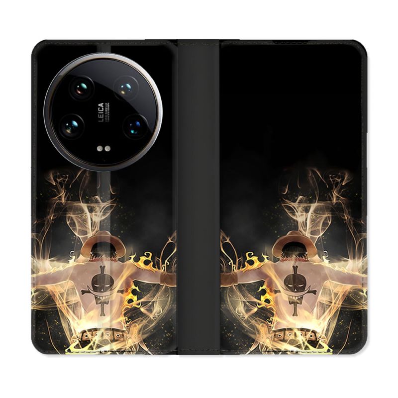Housse cuir portefeuille Pour Xiaomi 14 Ultra Manga One Piece Ace Noir