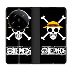 Housse cuir portefeuille Pour Xiaomi 14 Ultra Manga One Piece Tete de Mort