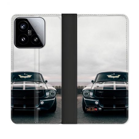 Housse cuir portefeuille Pour Xiaomi 15 Ford Mustang GT500 Vintage