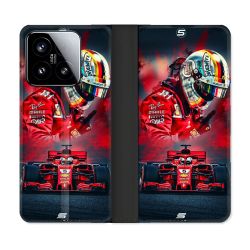 Housse cuir portefeuille Pour Xiaomi 15 Formule 1 F1 Ferrari
