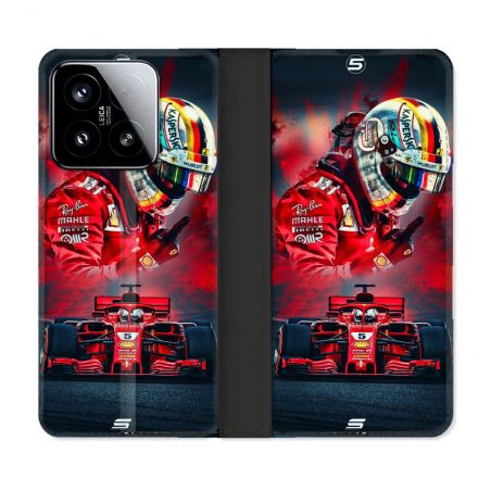Housse cuir portefeuille Pour Xiaomi 15 Formule 1 F1 Ferrari