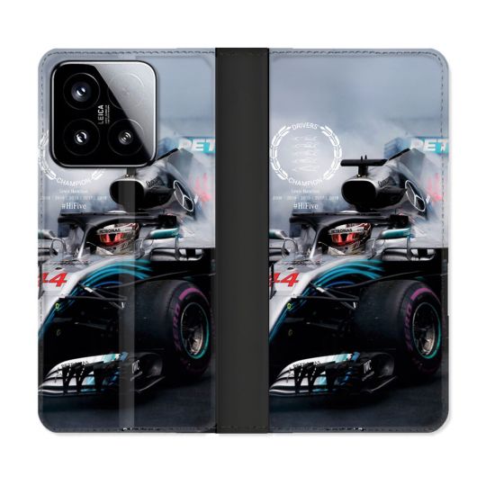 Housse cuir portefeuille Pour Xiaomi 15 Formule 1 F1 Mercedes Petronas