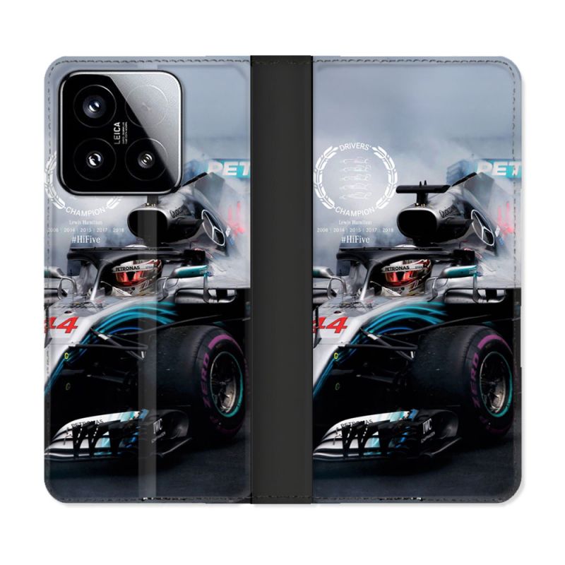 Housse cuir portefeuille Pour Xiaomi 15 Formule 1 F1 Mercedes Petronas