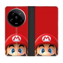 Housse cuir portefeuille Pour Xiaomi 14 Ultra Mario Rouge