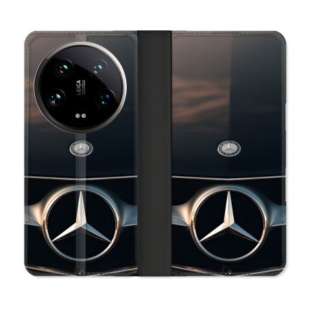 Housse cuir portefeuille Pour Xiaomi 14 Ultra Mercedes Calendre