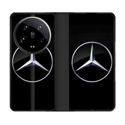Housse cuir portefeuille Pour Xiaomi 14 Ultra Mercedes Carbone
