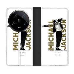 Housse cuir portefeuille Pour Xiaomi 14 Ultra Michael Jackson Blanc