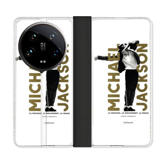 Housse cuir portefeuille Pour Xiaomi 14 Ultra Michael Jackson Blanc